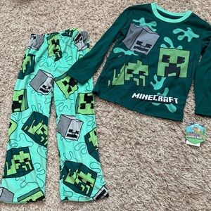 Minecraft Boys Long Sleeve Top And Pants Pajama Set Size: XS (4-5)